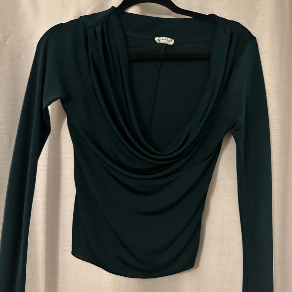 Free people green cowel neck